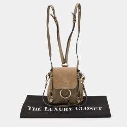 Chloe Beige Leather and Suede Mini Faye Daye Backpack