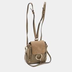 Chloe Beige Leather and Suede Mini Faye Daye Backpack