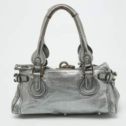Pre Owned Chloe Silver Leather Paddington Satchel