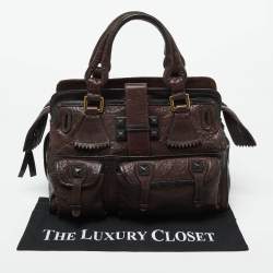 Chloe Brown/Black Leather Pockets Tote