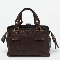Chloe Brown/Black Leather Pockets Tote