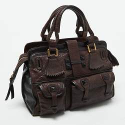 Chloe Brown/Black Leather Pockets Tote