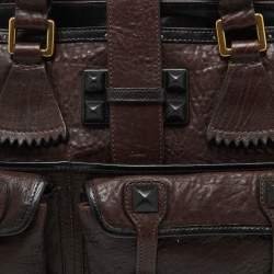Chloe Brown/Black Leather Pockets Tote