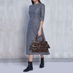 Chloe Brown/Black Leather Pockets Tote