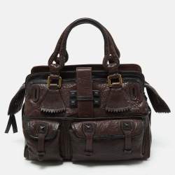 Chloe Brown/Black Leather Pockets Tote