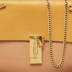 Chloe Beige/Mustard Leather Medium Drew Shoulder Bag