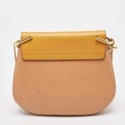 Chloe Beige/Mustard Leather Medium Drew Shoulder Bag