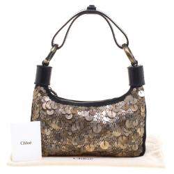 Pre Owned Chloe Black and Metallic Sequin Embellished Shoulder Bag