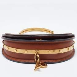 Pre Owned Chloe Tan Leather Small Nile Bracelet Minaudiere Bag