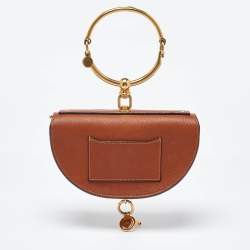 Pre Owned Chloe Tan Leather Small Nile Bracelet Minaudiere Bag