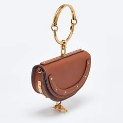 Pre Owned Chloe Tan Leather Small Nile Bracelet Minaudiere Bag