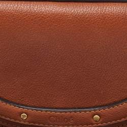 Pre Owned Chloe Tan Leather Small Nile Bracelet Minaudiere Bag