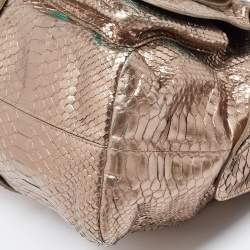 Chloe Metallic Rose Gold Python Large Saskia Satchel