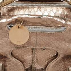 Chloe Metallic Rose Gold Python Large Saskia Satchel