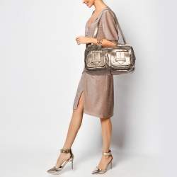 Chloe Metallic Rose Gold Python Large Saskia Satchel