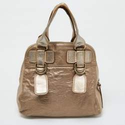 Chloe Gold Leather Front Pocket Satchel