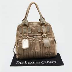 Chloe Gold Leather Front Pocket Satchel