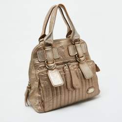 Chloe Gold Leather Front Pocket Satchel