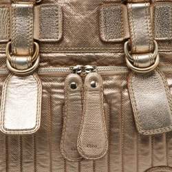 Chloe Gold Leather Front Pocket Satchel
