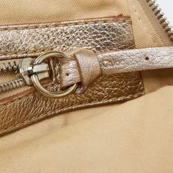 Chloe Gold Leather Front Pocket Satchel