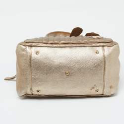 Chloe Gold Leather Front Pocket Satchel
