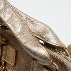 Chloe Gold Leather Front Pocket Satchel