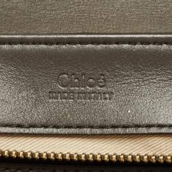 Pre Owned Chloe Dark Grey/Brown Croc Embossed Leather C Top Handle Bag