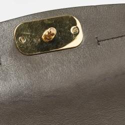 Pre Owned Chloe Dark Grey/Brown Croc Embossed Leather C Top Handle Bag
