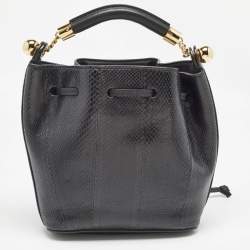 Pre Owned Chloe Black Snakeskin and Leather Gala Bucket Bag