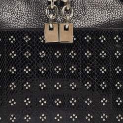 Pre Owned Chloe Black Snakeskin, Nubuck and Leather Studded Crossbody Bag