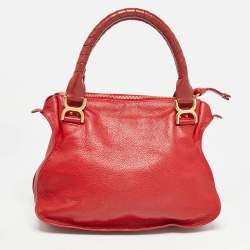 Pre Owned Chloe Red Leather Medium Marcie Shoulder Bag