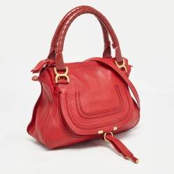 Pre Owned Chloe Red Leather Medium Marcie Shoulder Bag