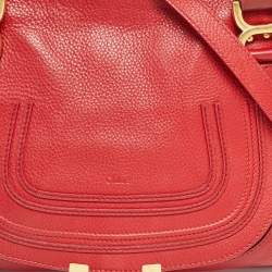Pre Owned Chloe Red Leather Medium Marcie Shoulder Bag
