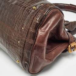 Pre Owned Chloe Brown Crocodile and Leather Medium Paddington Satchel
