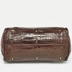 Pre Owned Chloe Brown Crocodile and Leather Medium Paddington Satchel