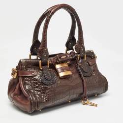Pre Owned Chloe Brown Crocodile and Leather Medium Paddington Satchel