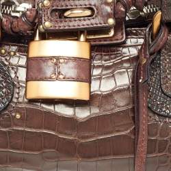 Pre Owned Chloe Brown Crocodile and Leather Medium Paddington Satchel