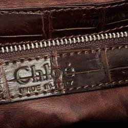 Pre Owned Chloe Brown Crocodile and Leather Medium Paddington Satchel