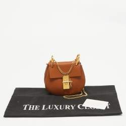 Pre Owned Chloe Brown Leather Mini Drew Shoulder Bag