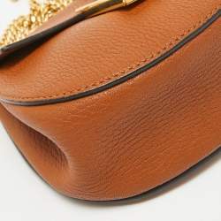 Pre Owned Chloe Brown Leather Mini Drew Shoulder Bag