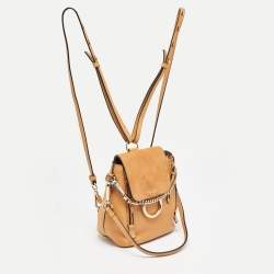 Pre Owned Chloe Tan Leather and Suede Mini Faye Daye Backpack