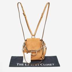 Pre Owned Chloe Tan Leather and Suede Mini Faye Daye Backpack