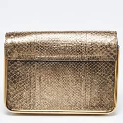Pre Owned Chloe Gold Python Small Sally Shoulder Bag