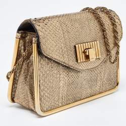 Pre Owned Chloe Gold Python Small Sally Shoulder Bag