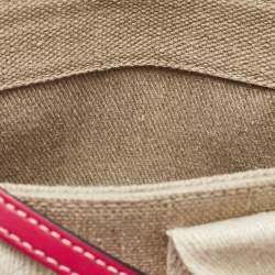Pre Owned Chloe Pink/Beige Canvas and Leather Mini Woody Tote