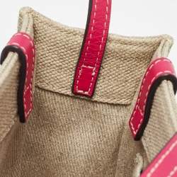 Pre Owned Chloe Pink/Beige Canvas and Leather Mini Woody Tote