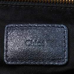 Chloe Metallic Blue Leather Milton Triple Chain Hobo