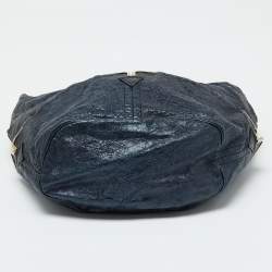 Chloe Metallic Blue Leather Milton Triple Chain Hobo