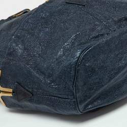 Chloe Metallic Blue Leather Milton Triple Chain Hobo