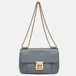 Pre Owned Chloe Ash Blue Leather Medium Elsie Shoulder Bag